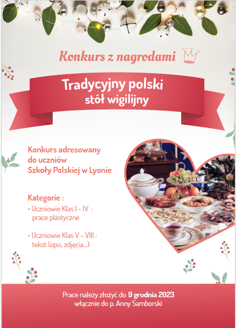 Konkurs ” Tradycyjny polski stół wigilijny”
